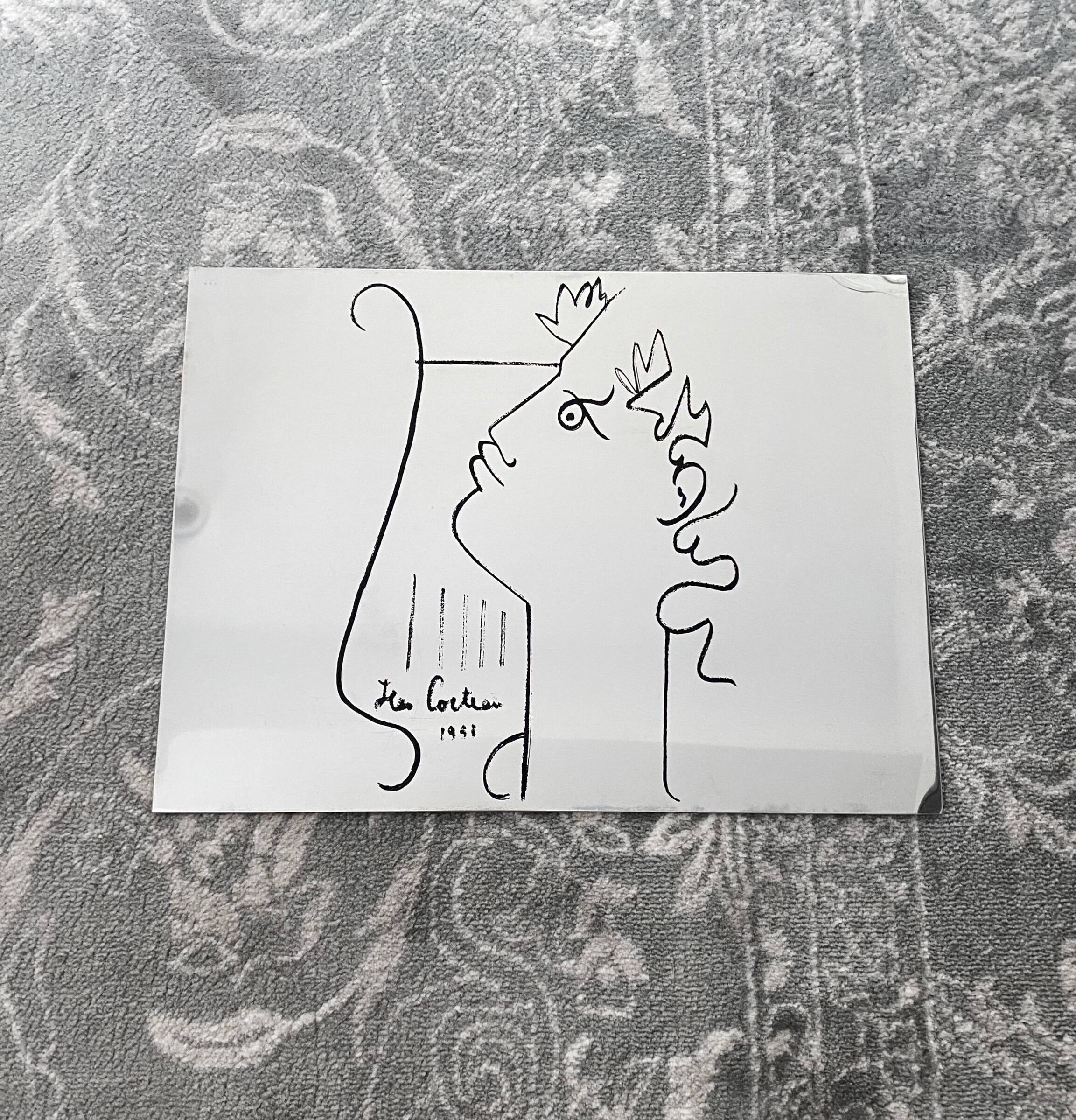 Illustrated mirror profile of Orphée Jean Cocteau 1958