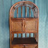 Library in Bamboo and Cane of Rattan Varnish Brown circa 1970 H 175 cm