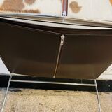 Chromed Fil armchair with fur seat by Pascal Mourgue for Ligne Roset, 1990s