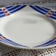 Badonviller round serving dish geometric design blue and red, Stella model