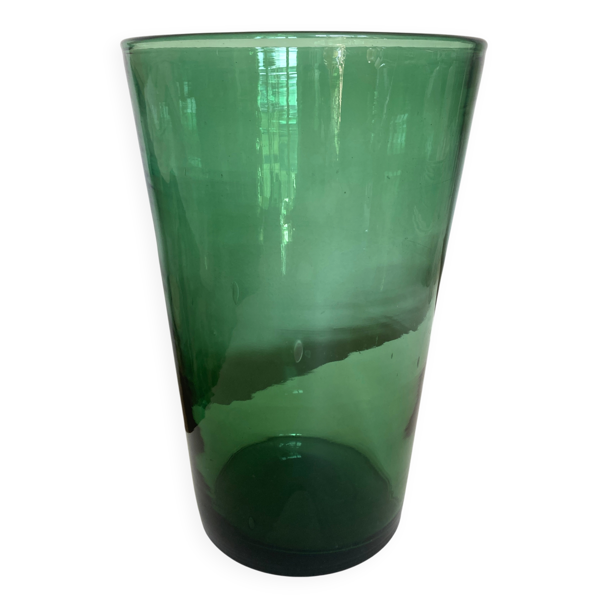 Green blown glass vase Empoli 1960 XXL Italian design
