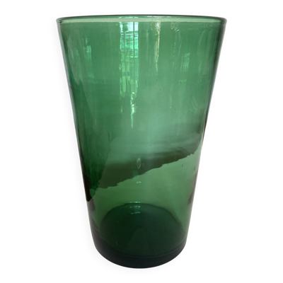 Vase en verre soufflé vert Empoli 1960 XXL design italien