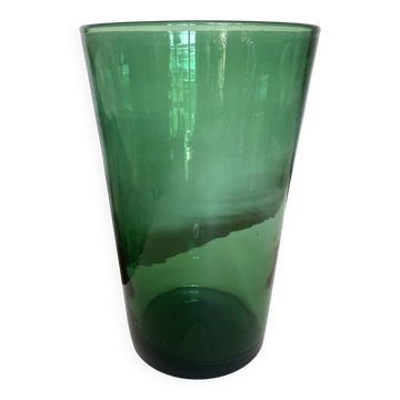 Green blown glass vase Empoli 1960 XXL Italian design