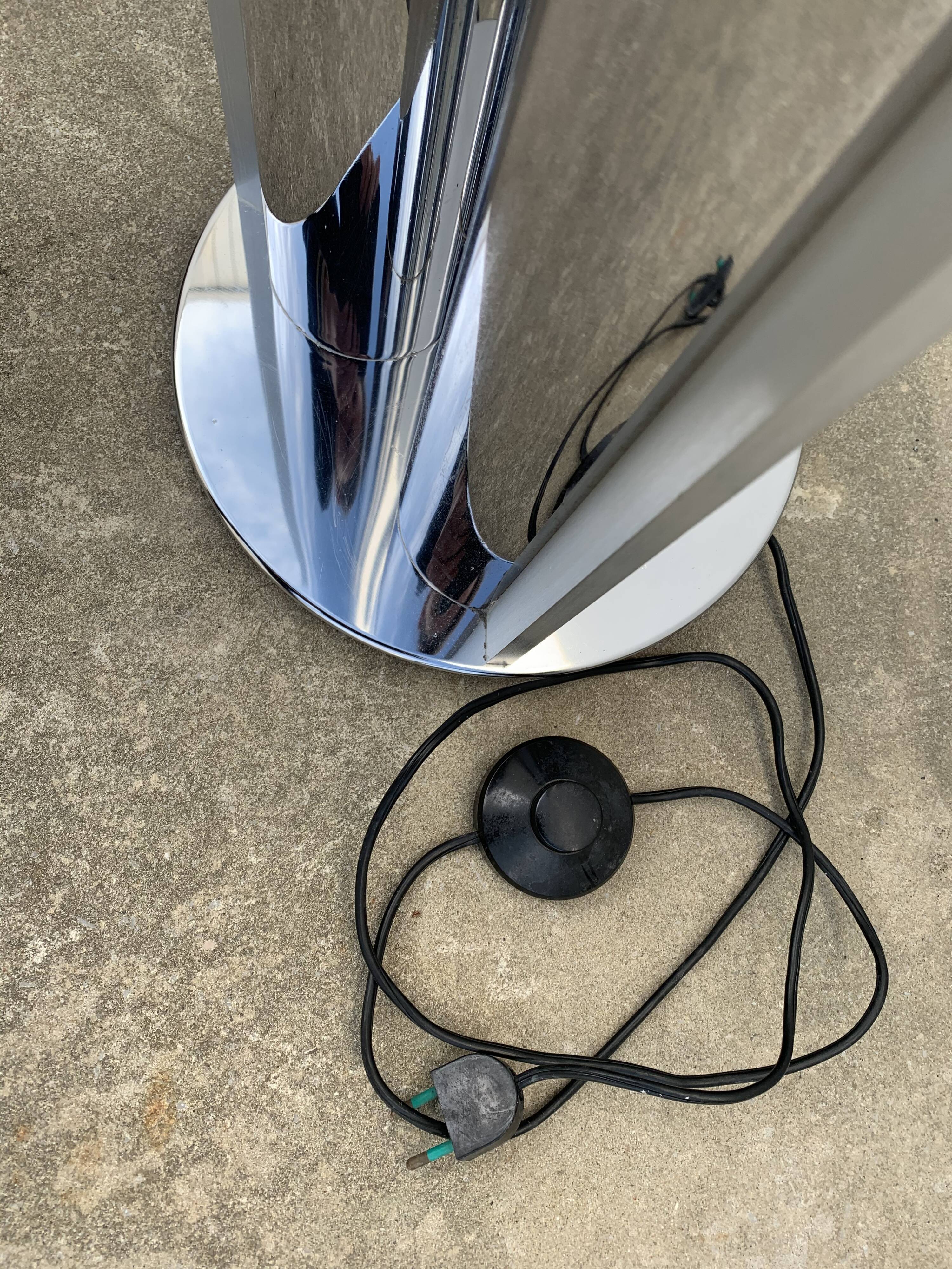 Floor lamp in chrome and glass, 1970