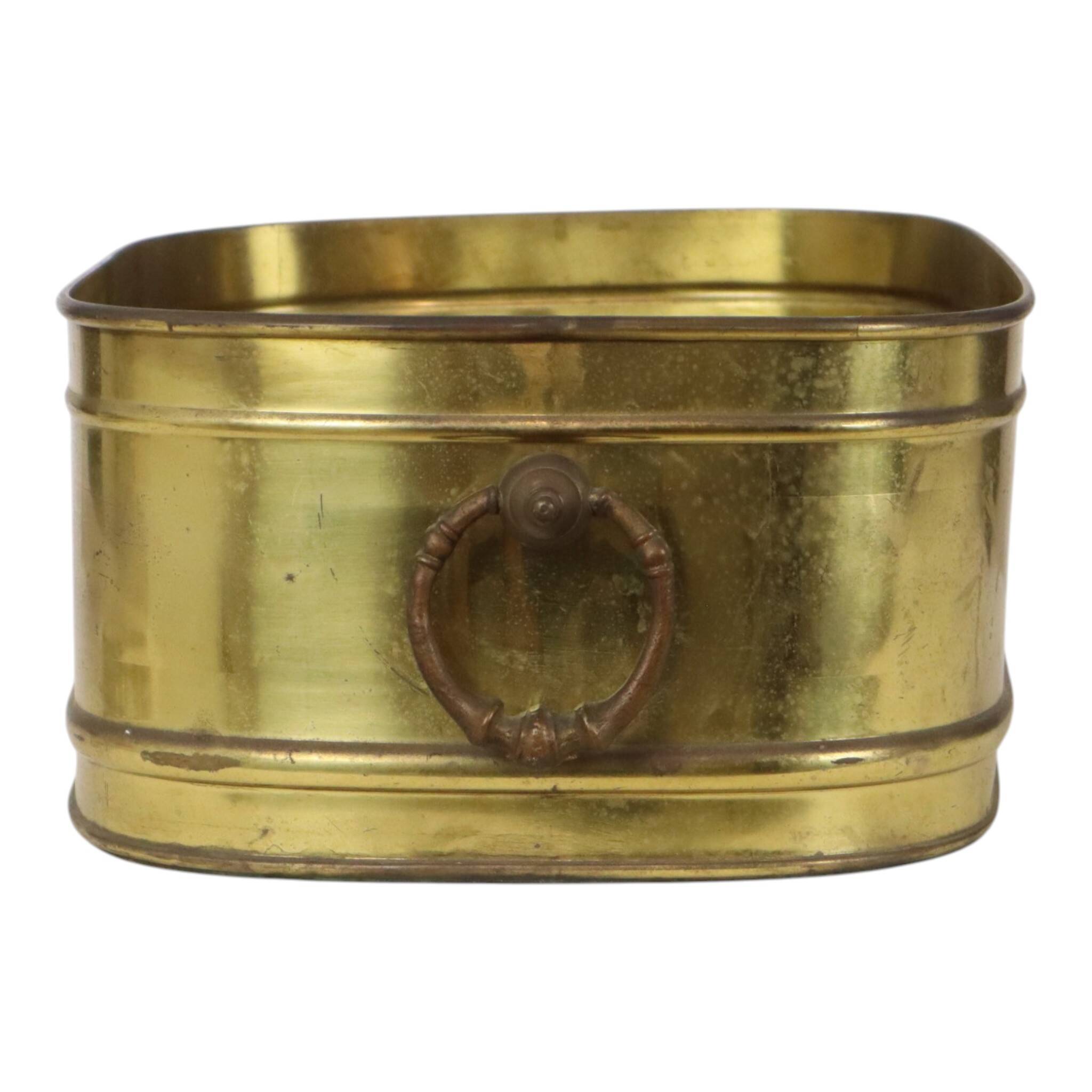 Large Oval Brass Planter Vintage XL Cachepot 41cm