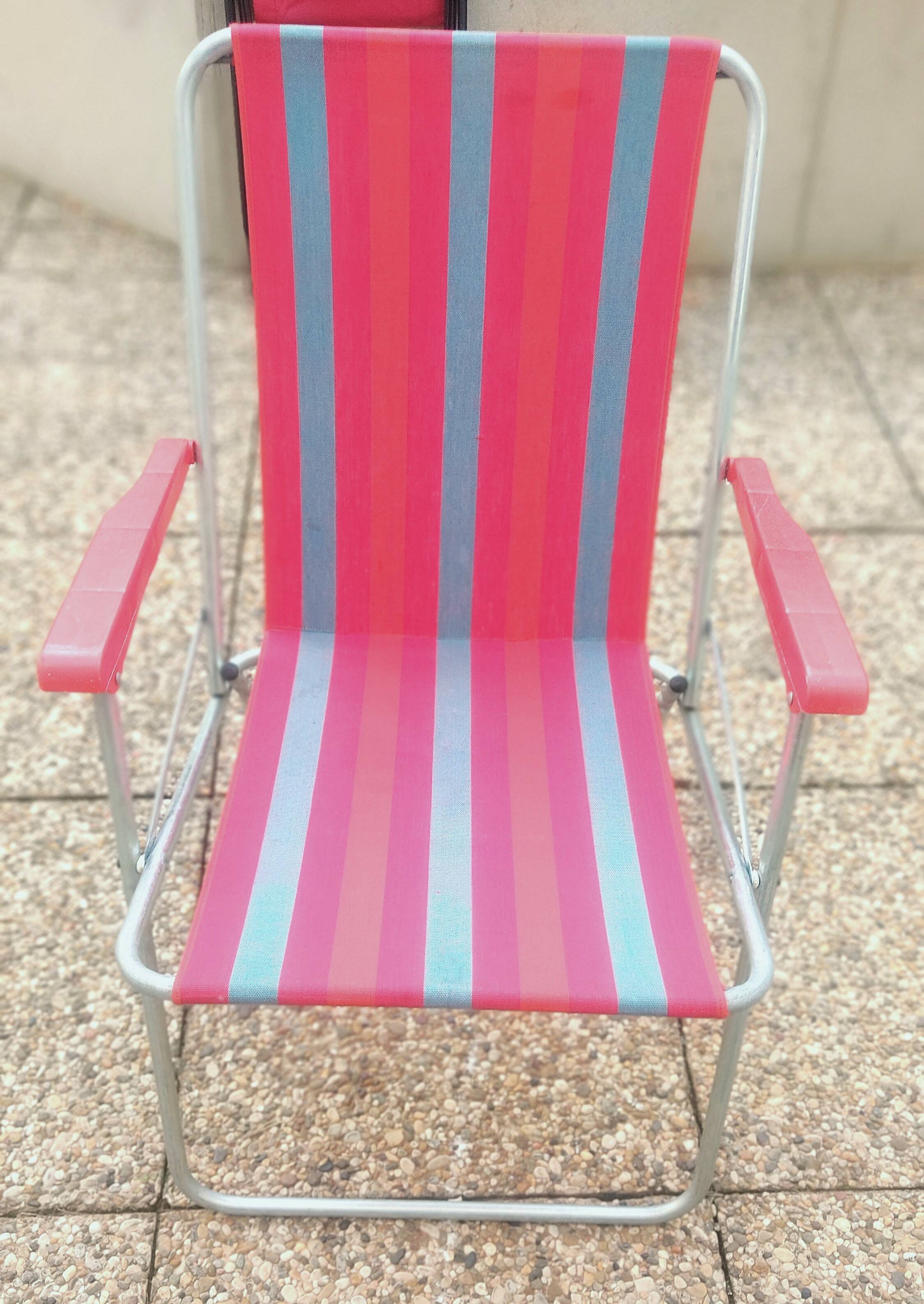 Pair of aluminum folding armchair and iron Director's armchair