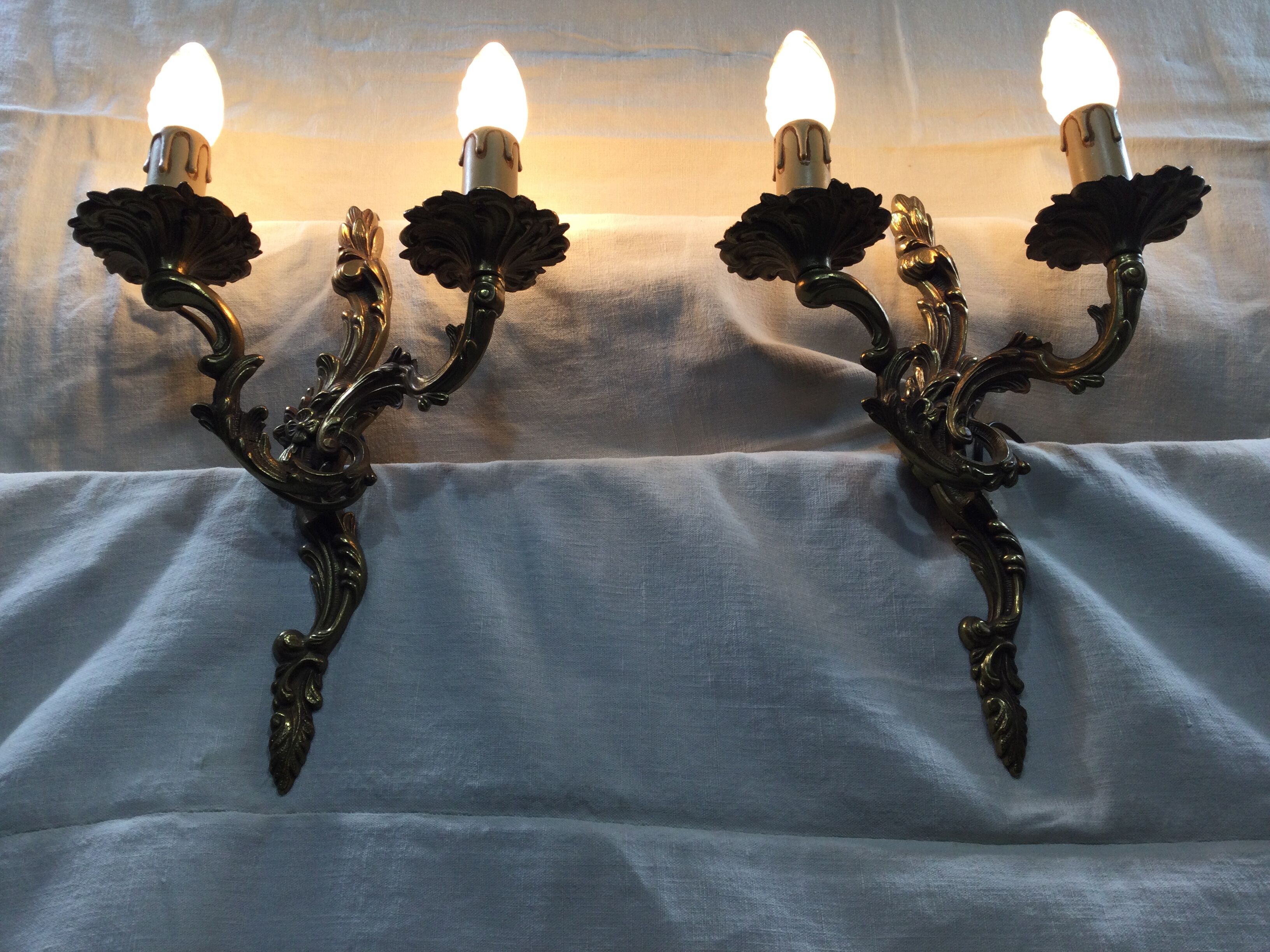 Pair of bronze sconces louis XV style
