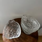 Vintage fruit service in moulded glass pineapple design.