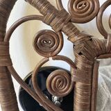 Rattan peacock mirror, 1970s