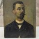 Portrait huile sur panneau - Homme à la moustache