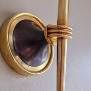 Paire d'appliques opaline et laiton 1950