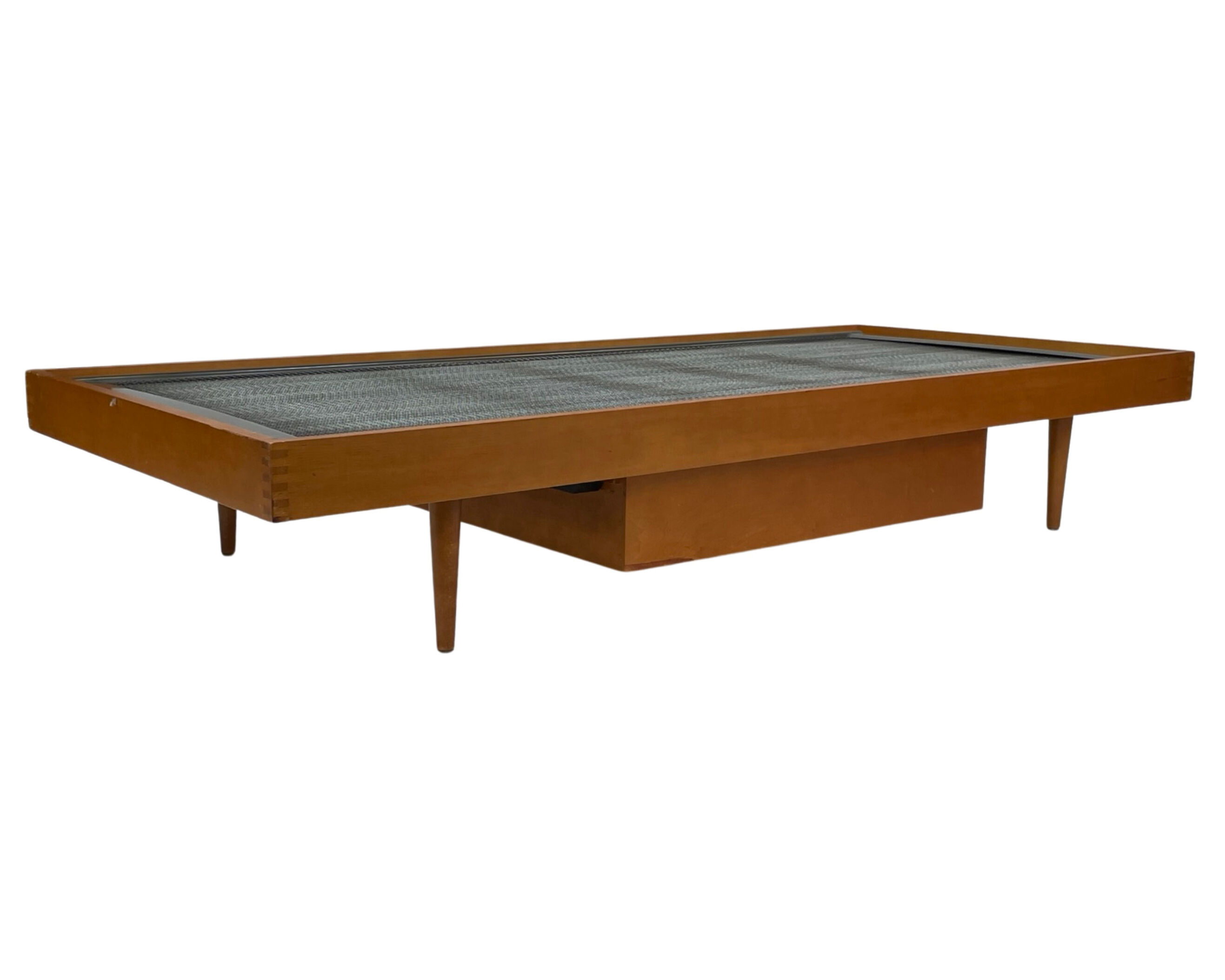 Vintage daybed 1960s minimalist design with drawer in wood