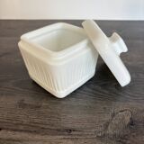 Vintage White Opaline Butter Dish 1970s