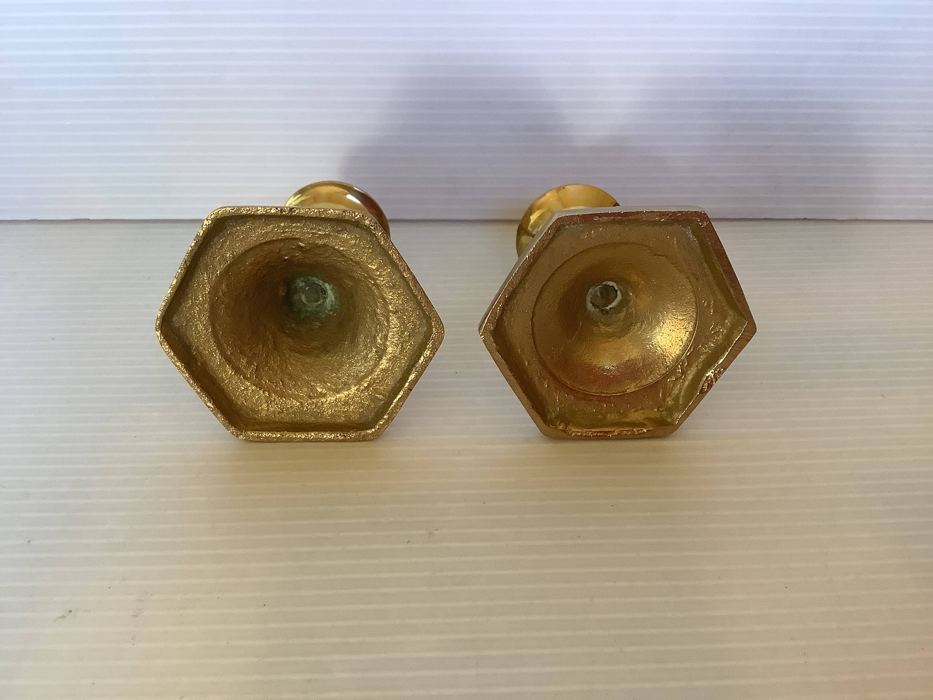 Pair of mini brass candlesticks