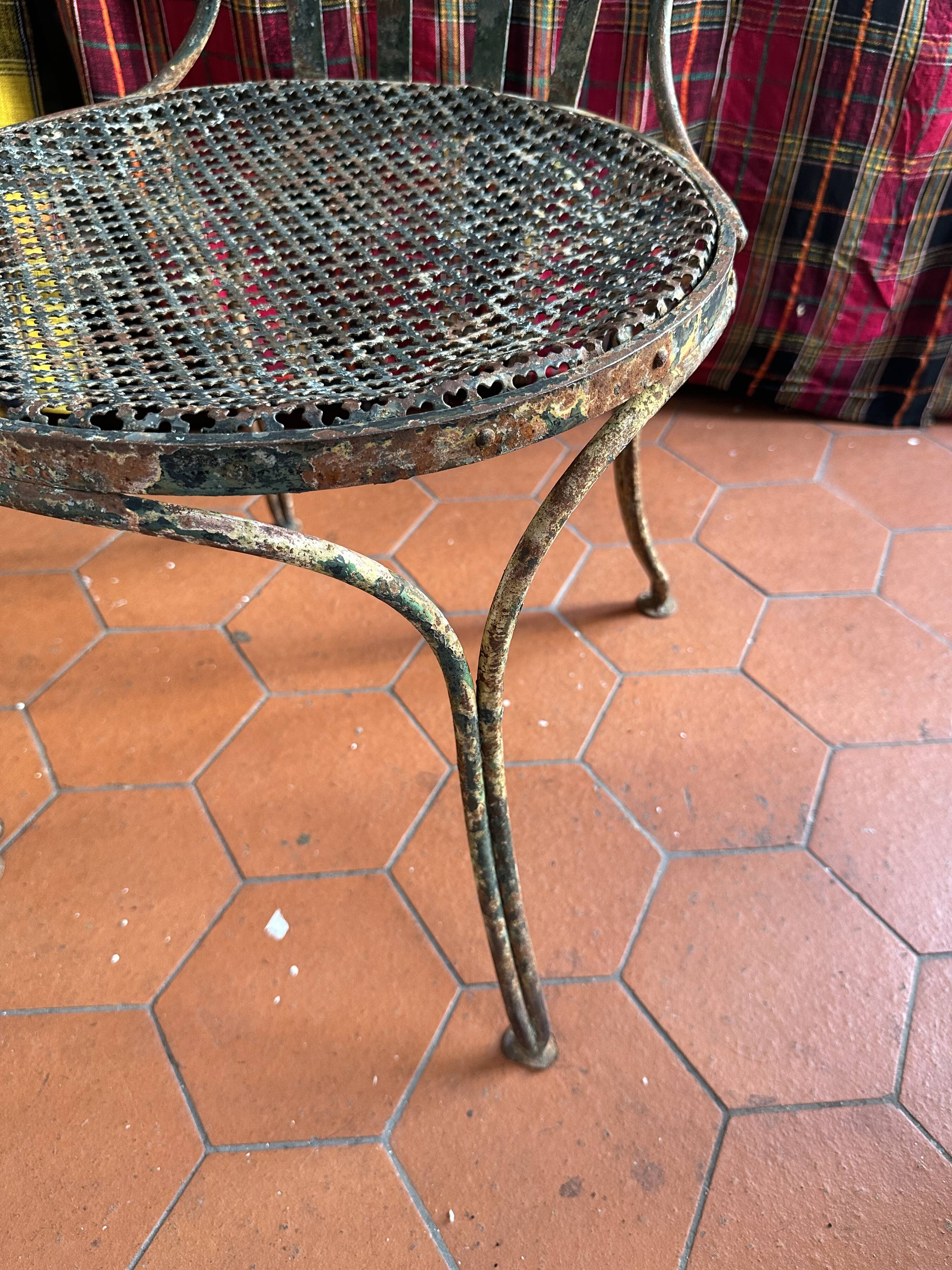 Chaise de jardin en fer peint XIXe