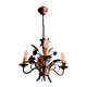 Chandelier with ears of wheat and flowers in gilded metal