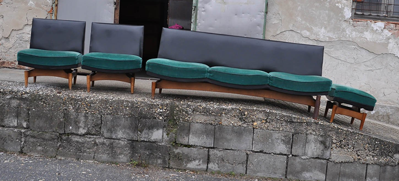 Mid-century danish sofa & armchairs, 1960s, set of 4
