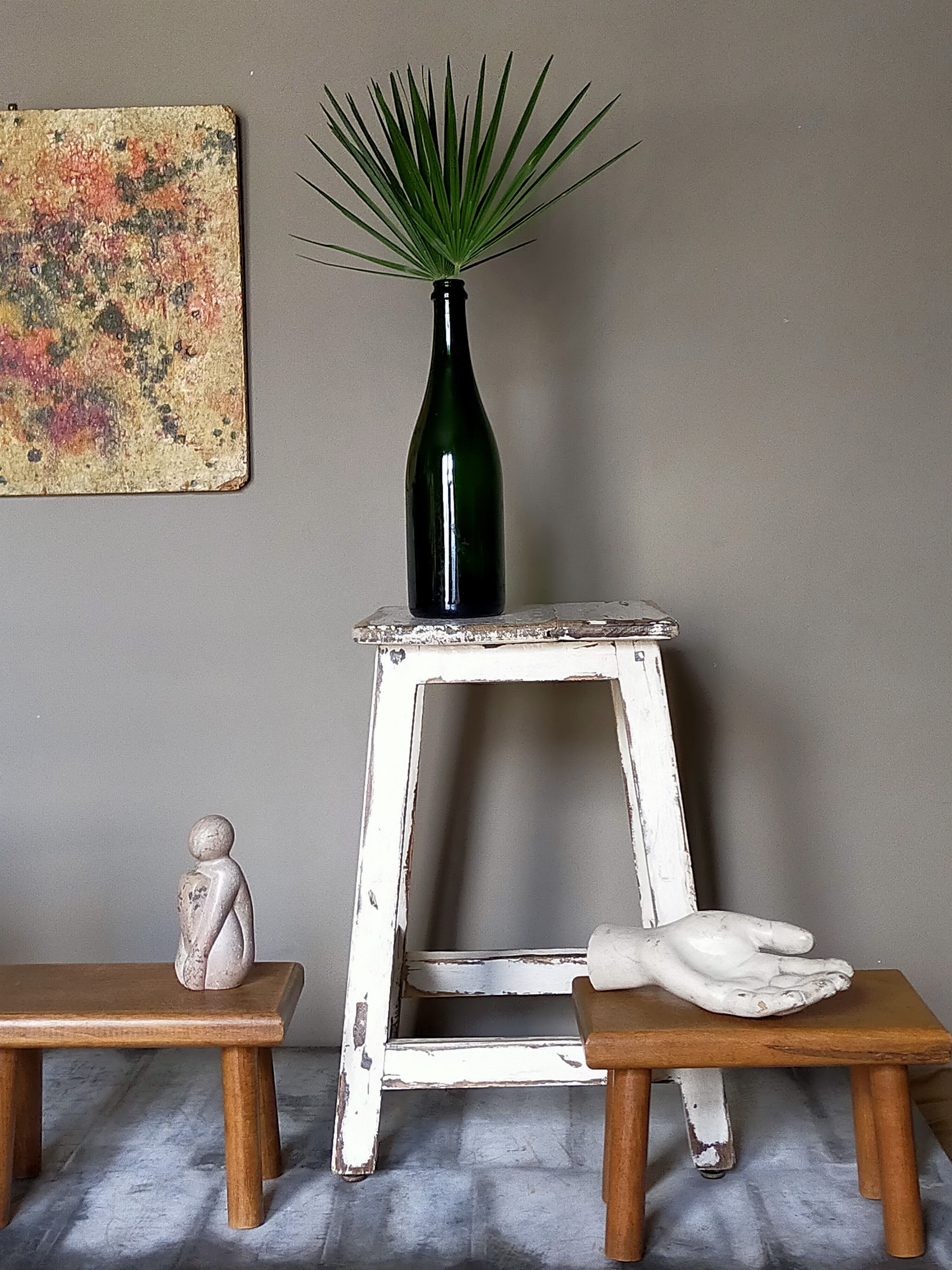 Old patinated workshop stool