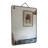 Miroir vintage 1960 barbier rouge ponceau  - 39 x 29 cm