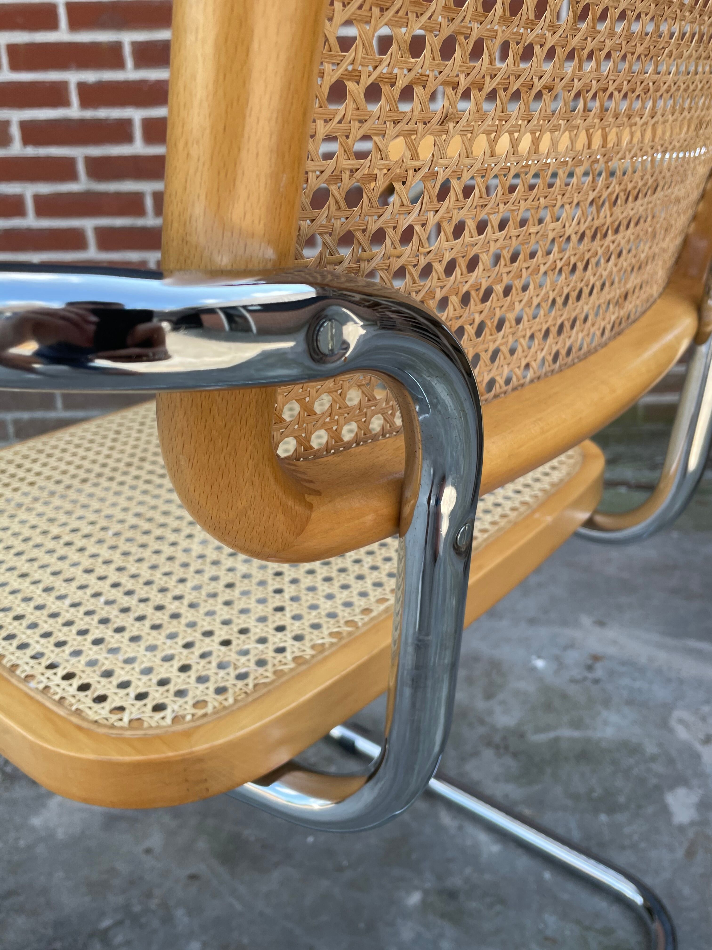 Chair model Cesca by Marcel Breuer with armrests B64