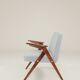 Fauteuil Lounge Vintage Bouclé Bleu Bébé Noyer Foncé, 1960