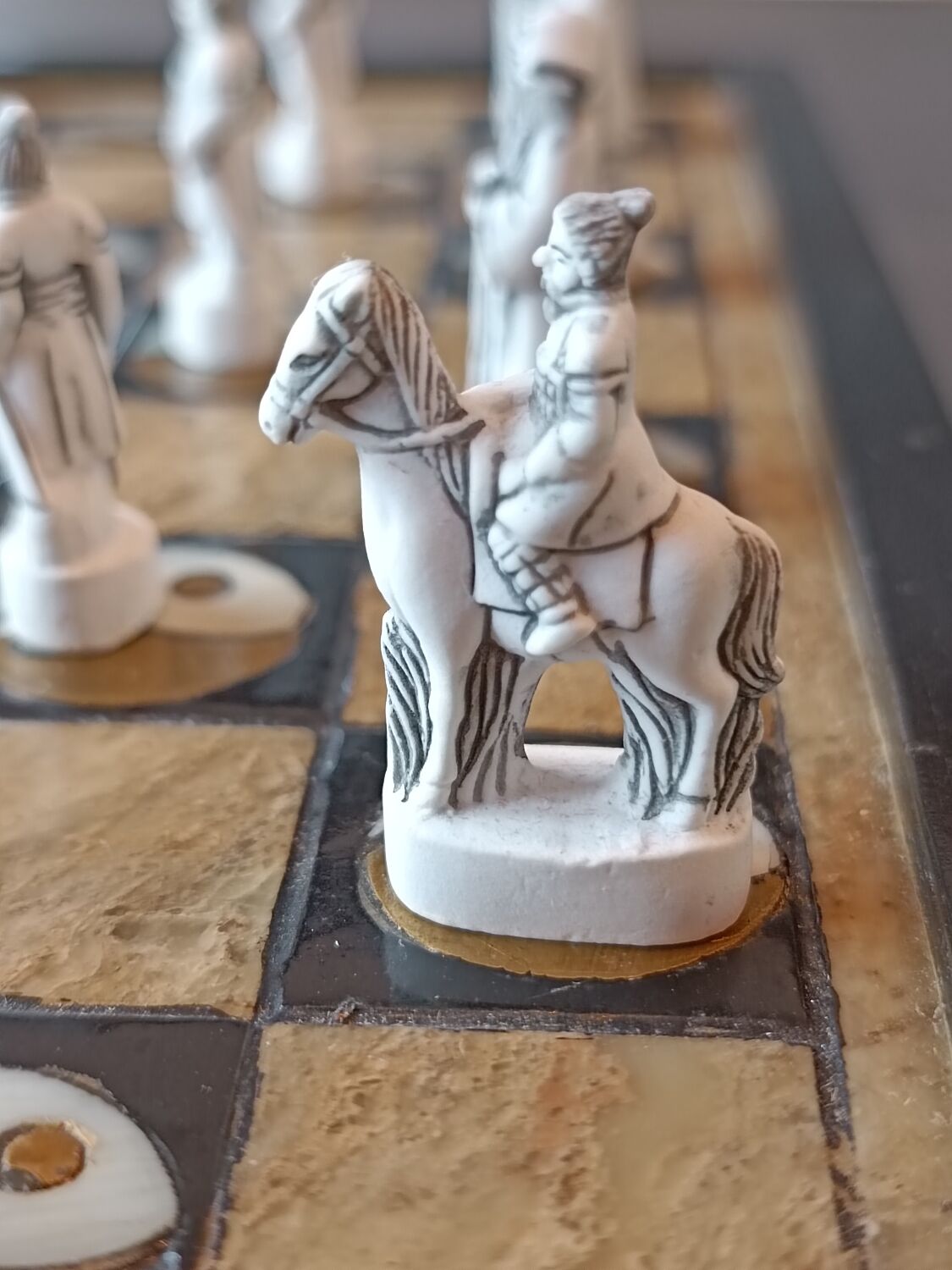 Chess in wood and mother-of-pearl