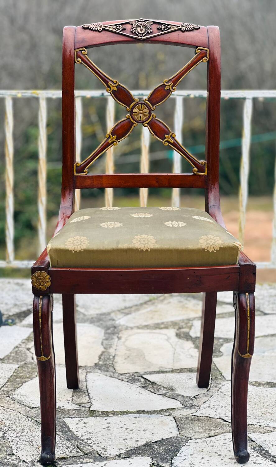 Solid mahogany chair, Restoration period, 19th century