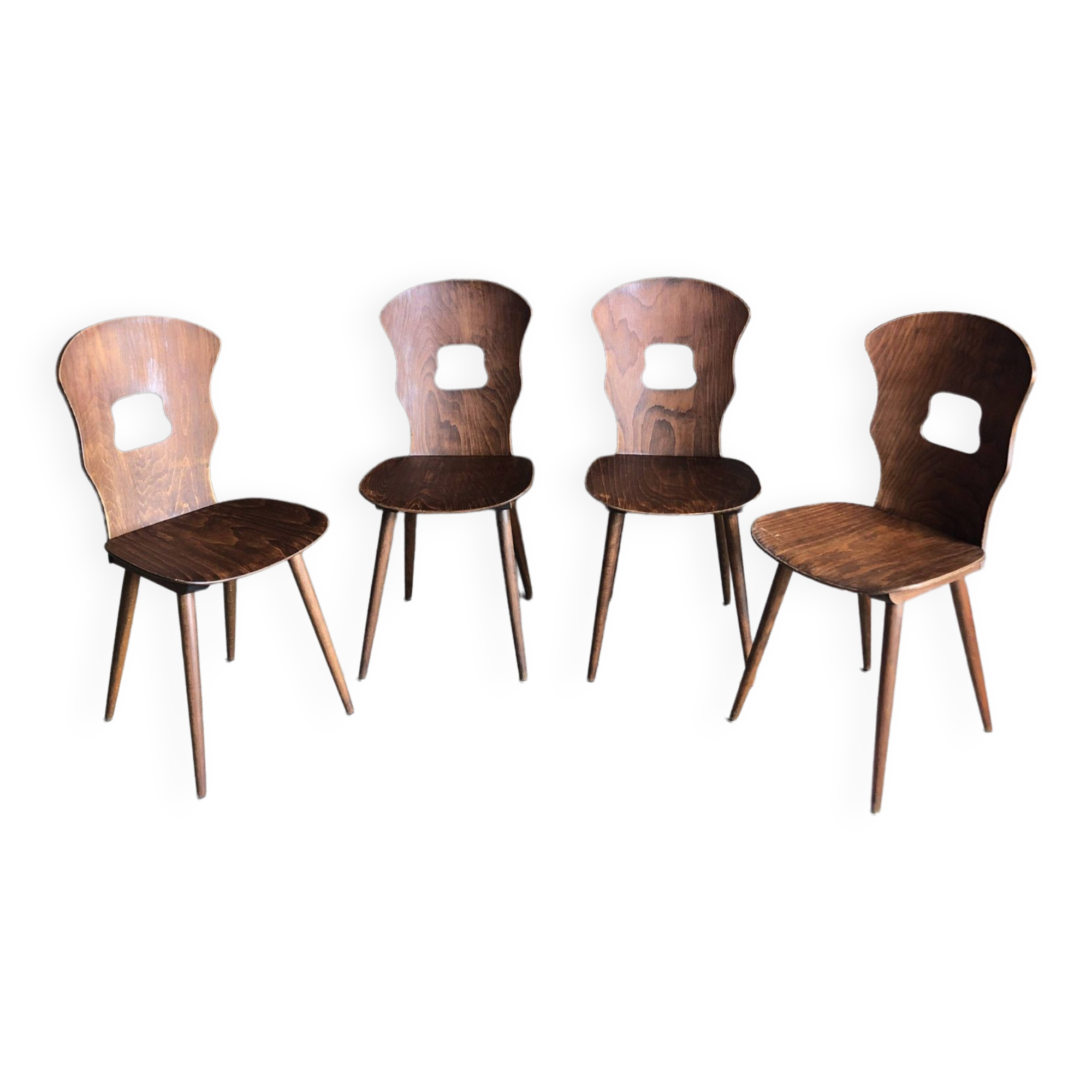 4 vintage Baumann bistro chairs, gentian model, 50/60