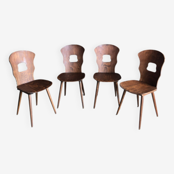 4 chaises bistrot vintage Baumann modèle gentiane, 50/60