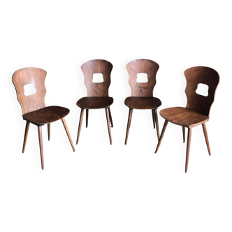 4 chaises bistrot vintage Baumann modèle gentiane, 50/60