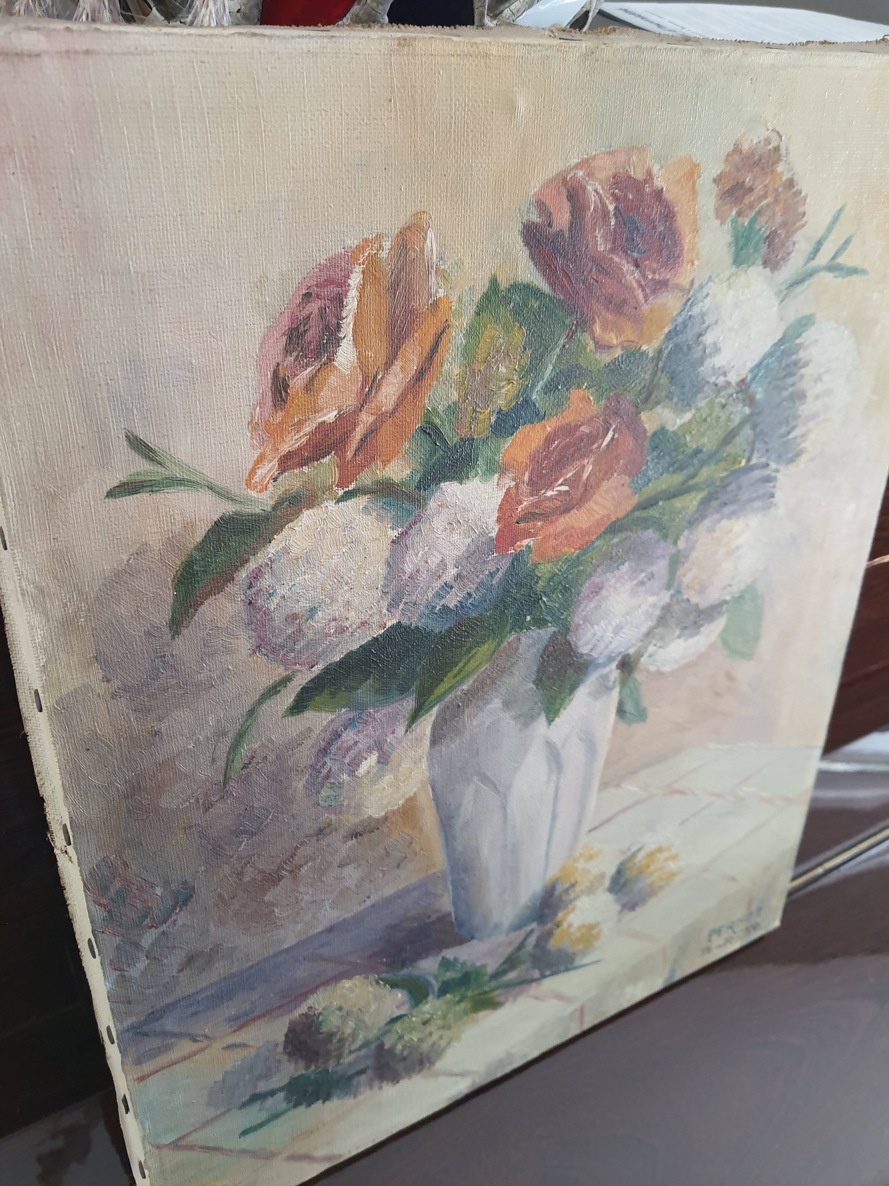 Painting on canvas flowers
