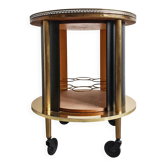 Chariot de bar rond Hollywood Regency en laiton, Italie 1960s