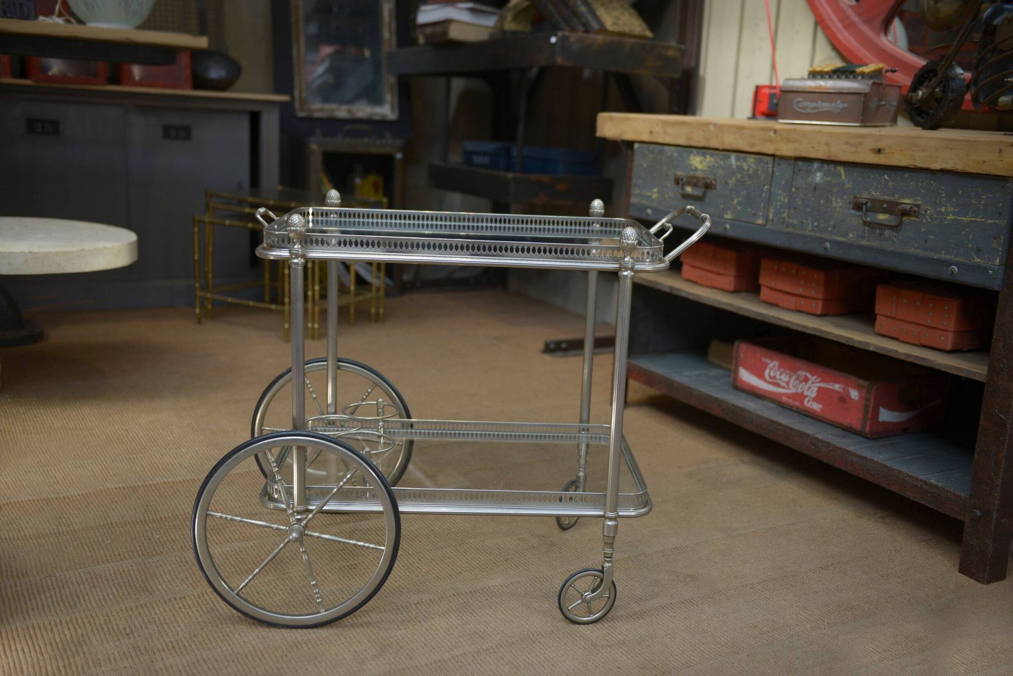 metal drinks trolley, France, 1960