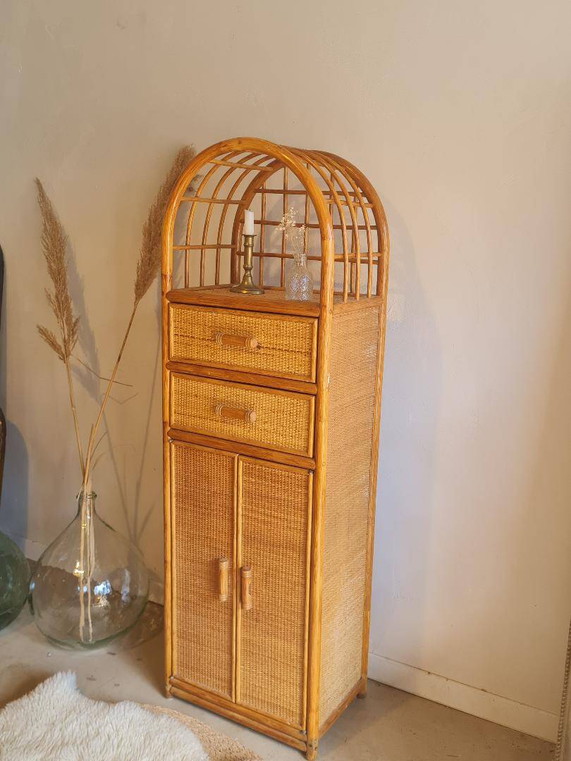 Vintage rattan wardrobe