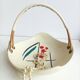 Ceramic and wicker covered scoubidou bowl, 60s