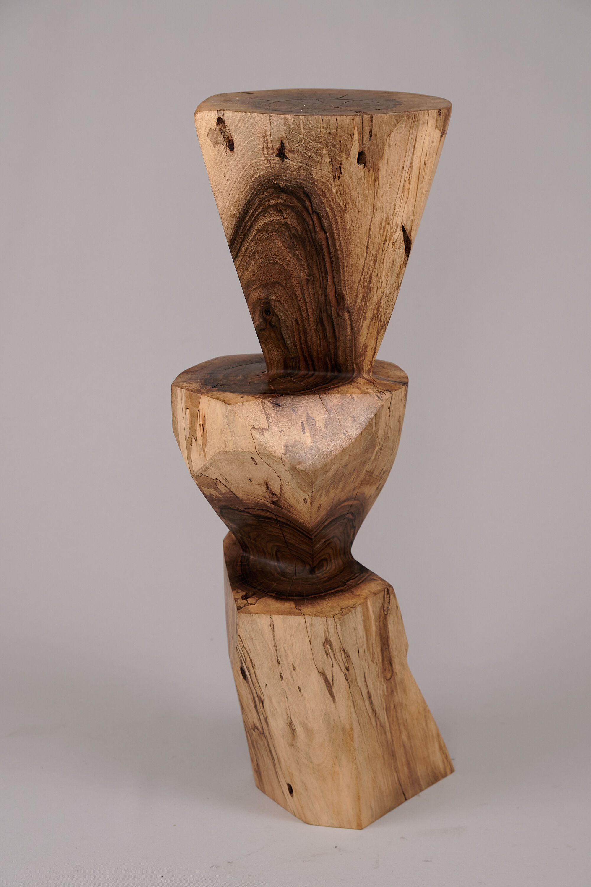 Solid wood sculptural side table, original contemporary design, logniture