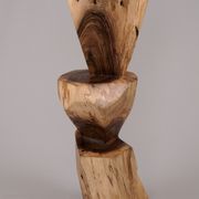 Table d’appoint sculpturale en bois massif, design contemporain original, logniture