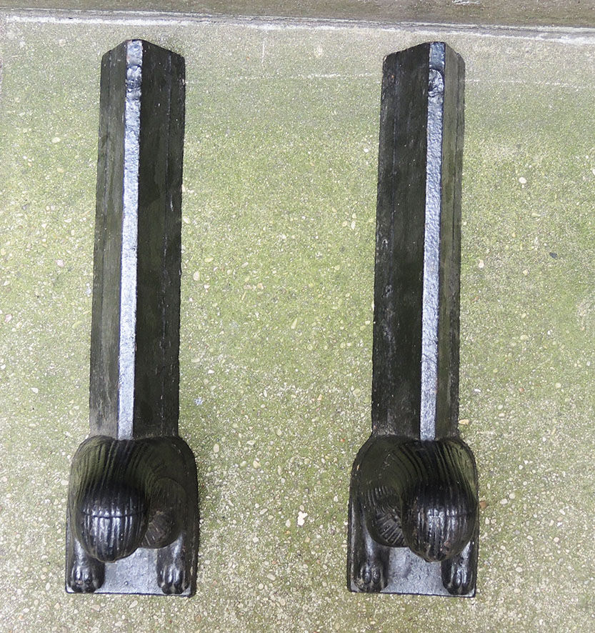 Old cast iron sphinx chenets