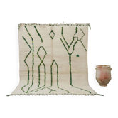 Large Beni Ouarain rug 295×210 cm – Ivory & forest green, GO-962