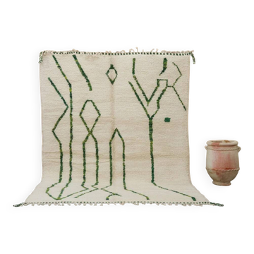 Large Beni Ouarain rug 295×210 cm – Ivory & forest green, GO-962