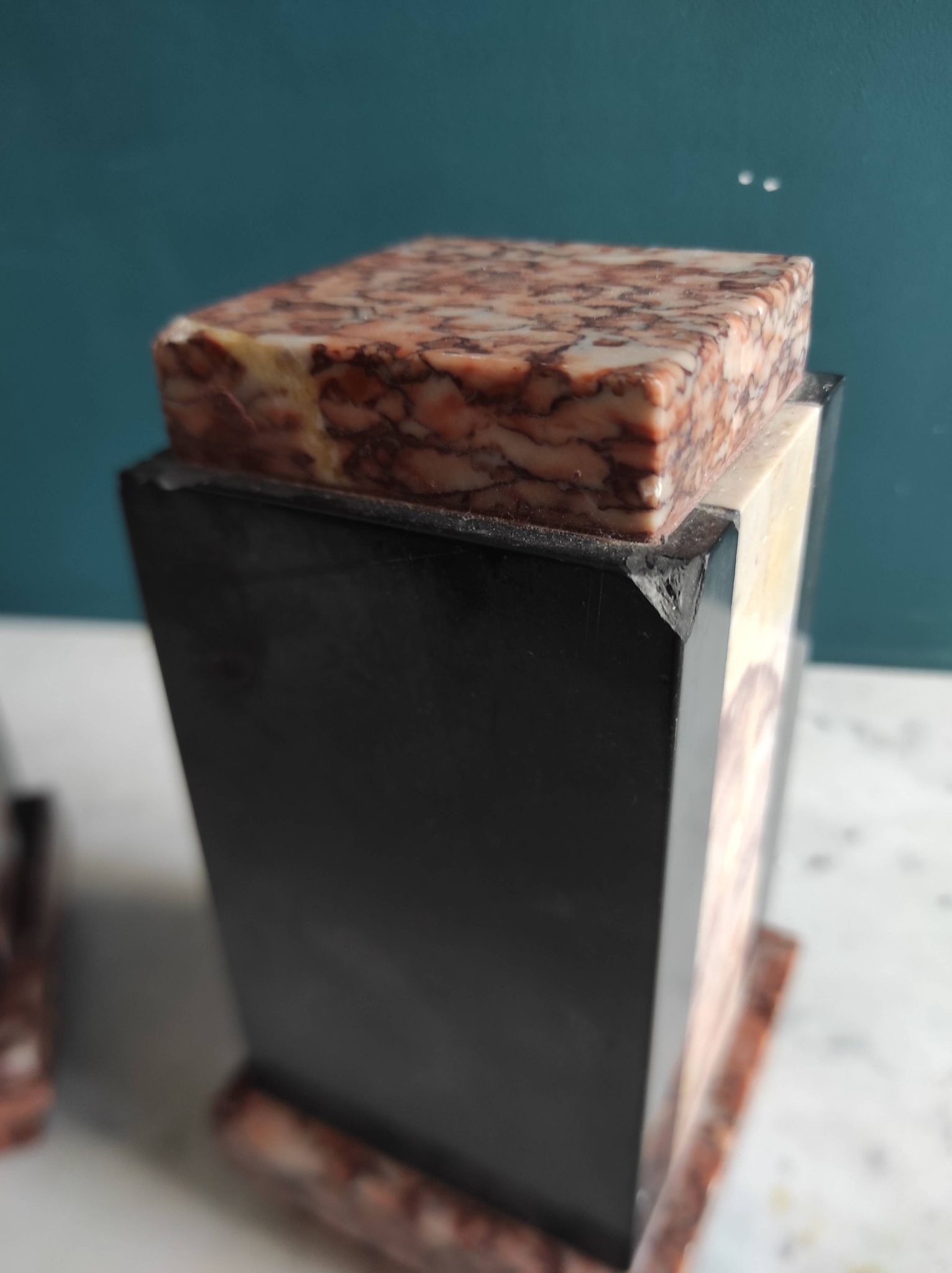 Pair of French vintage marble bookends, art Deco