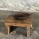 Small auxiliary stool in light upcycled teak (3276)