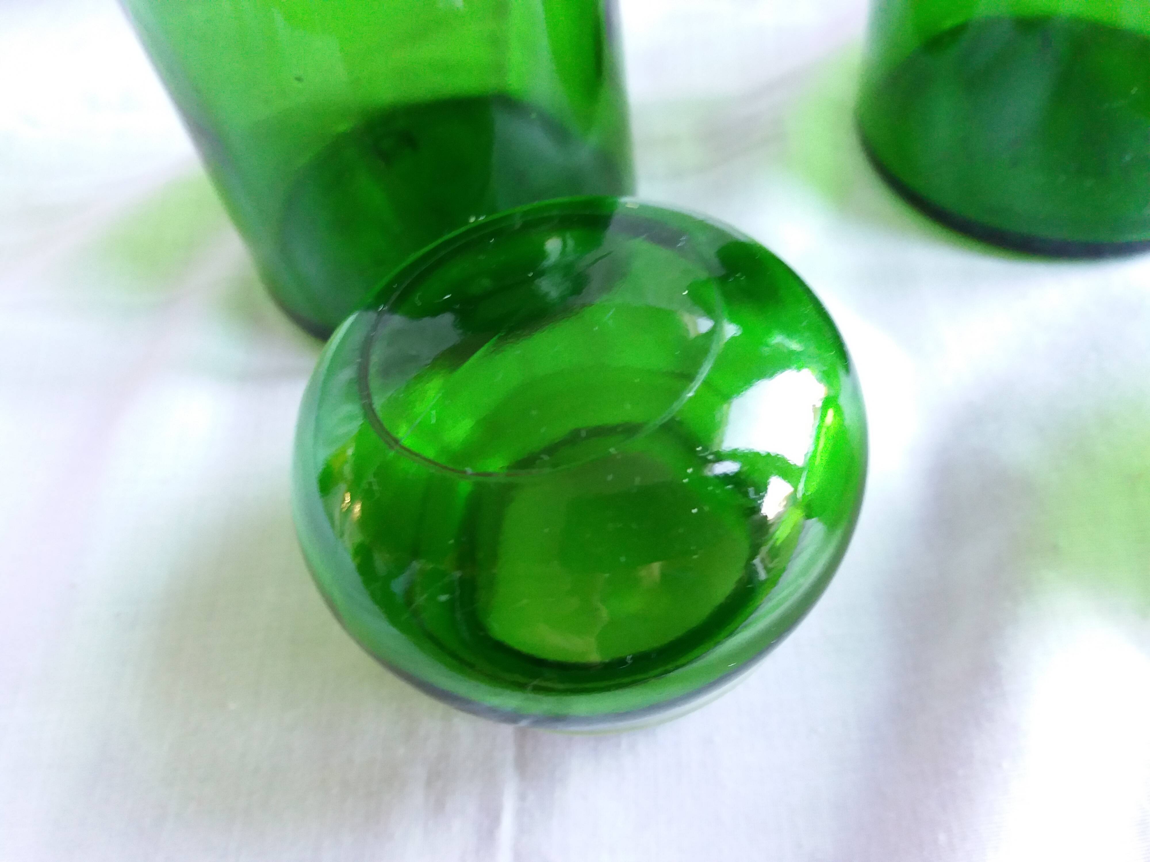 Apothecary bottles green glass jar