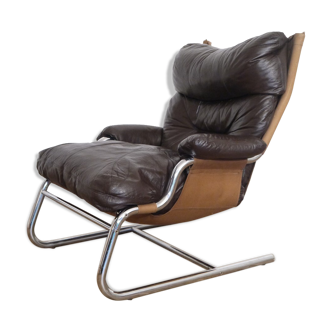 Scandinavian leather armchair 1970