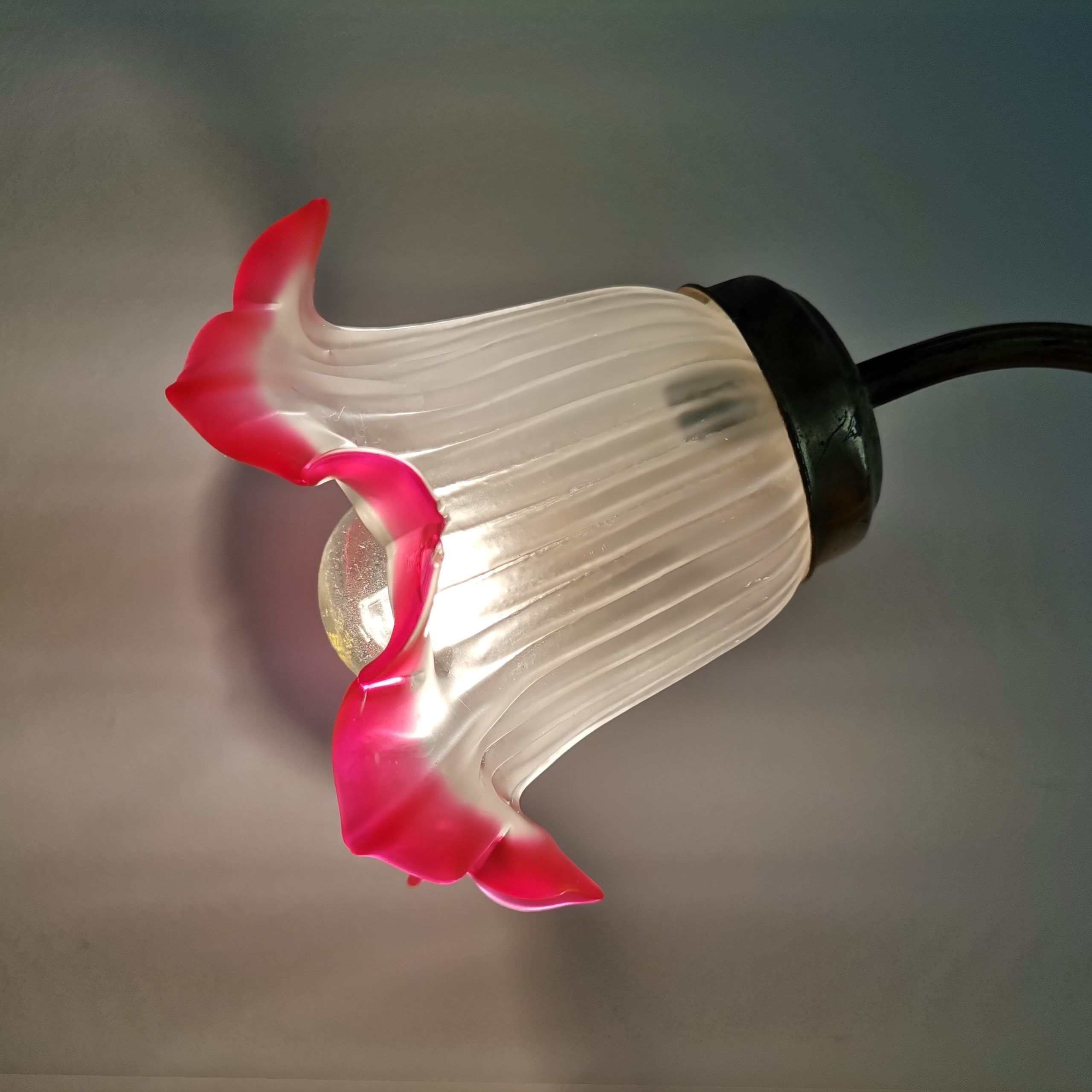 Art Nouveau 1930s brass and frosted glass table lamp