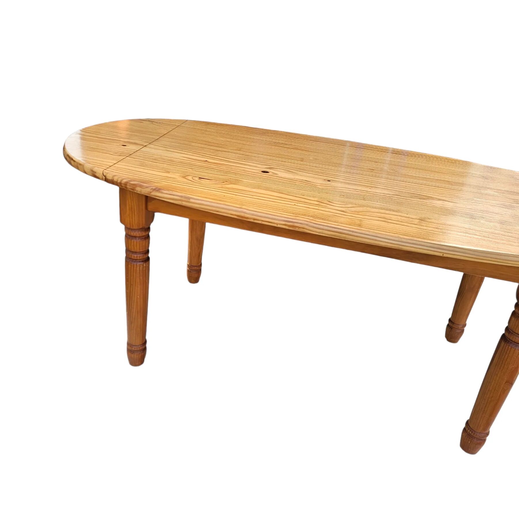 Extendable oval pine dining table 1970s