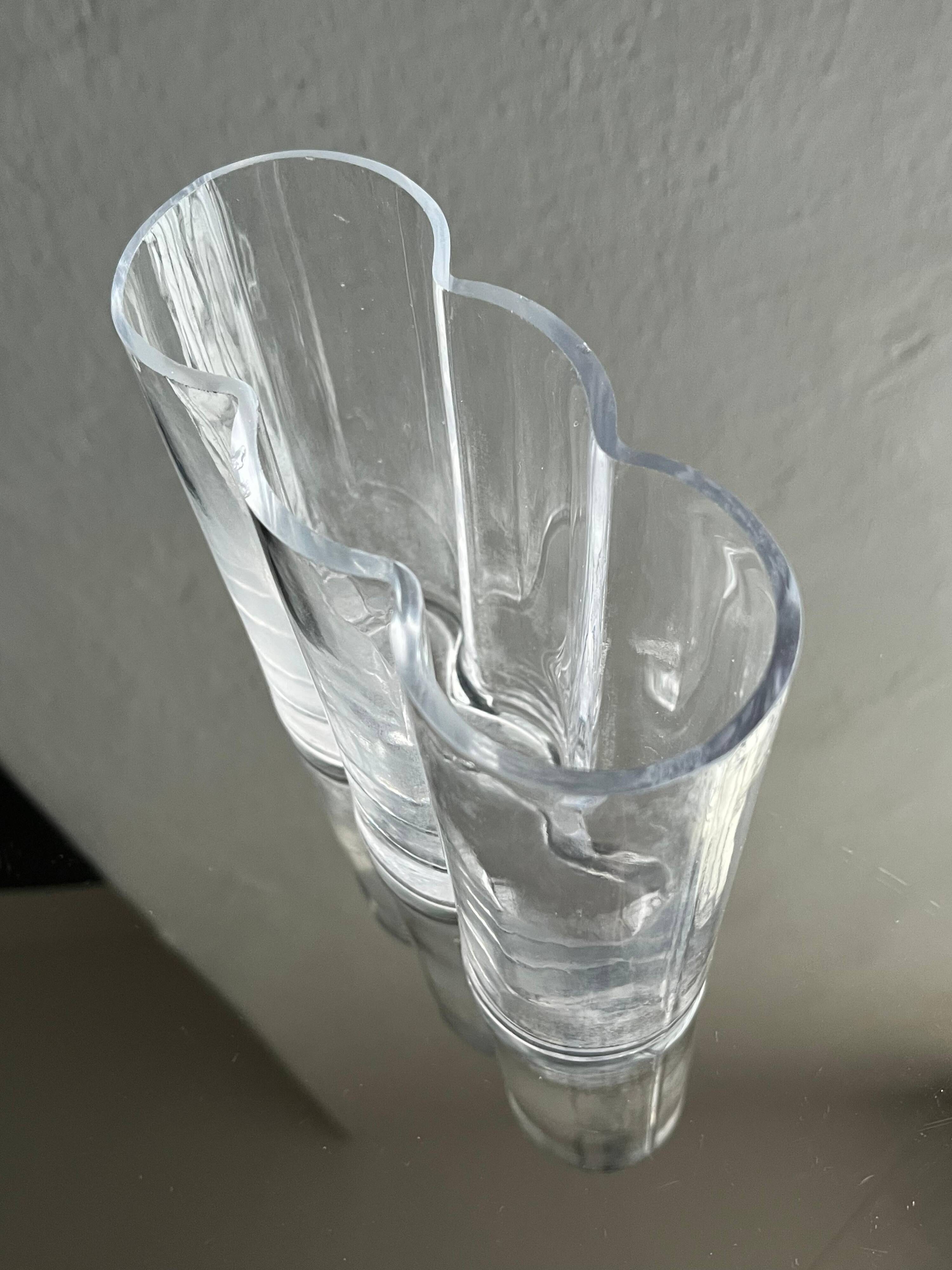 Beautiful Vintage Murano Modern Vase, cylinders  Clear Glass vase, 1970's