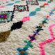 Moroccan Berber rug in ecru with multicoloured diamonds and bright pink – 240 × 139