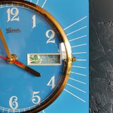 Horloge formica vintage pendule murale silencieuse rectangulaire "Carrez bleu"