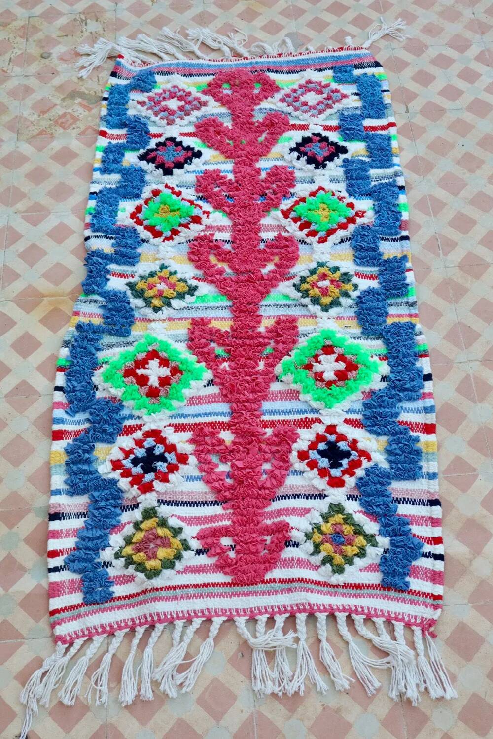 Colourful Boucherouite Berber Rug 62x120 cm